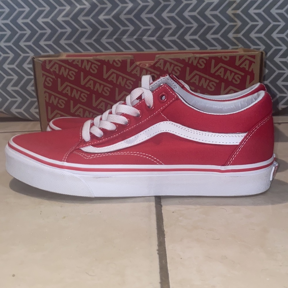 Red Lace up Vans Sneakers